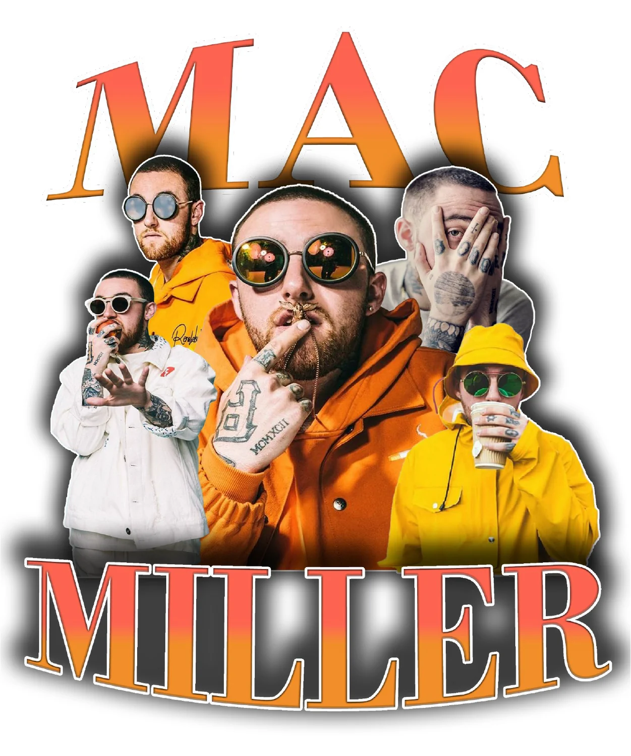 Mac Miller inspired illustrated apparel artwork