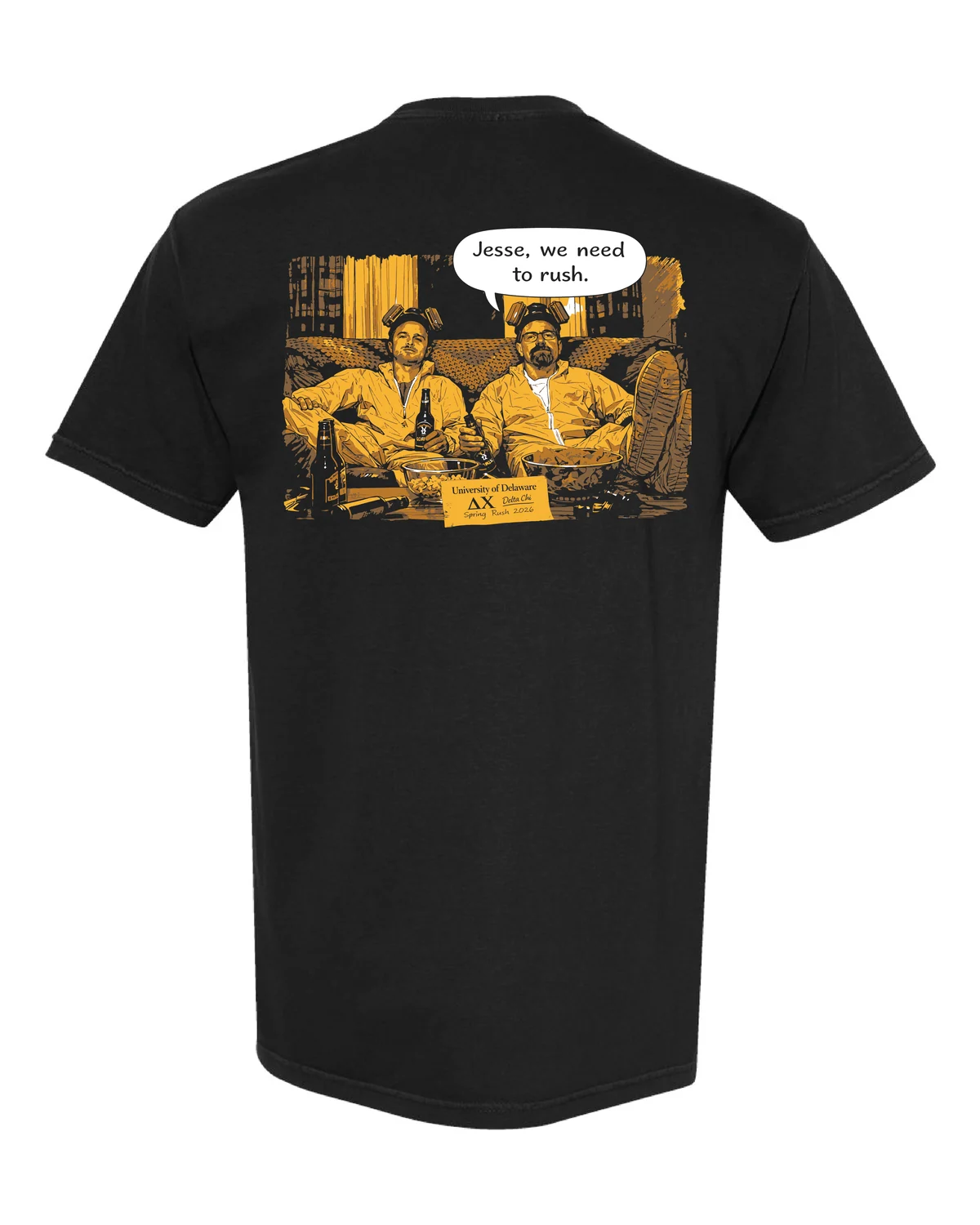 Black shirt mockup with illustrated back print