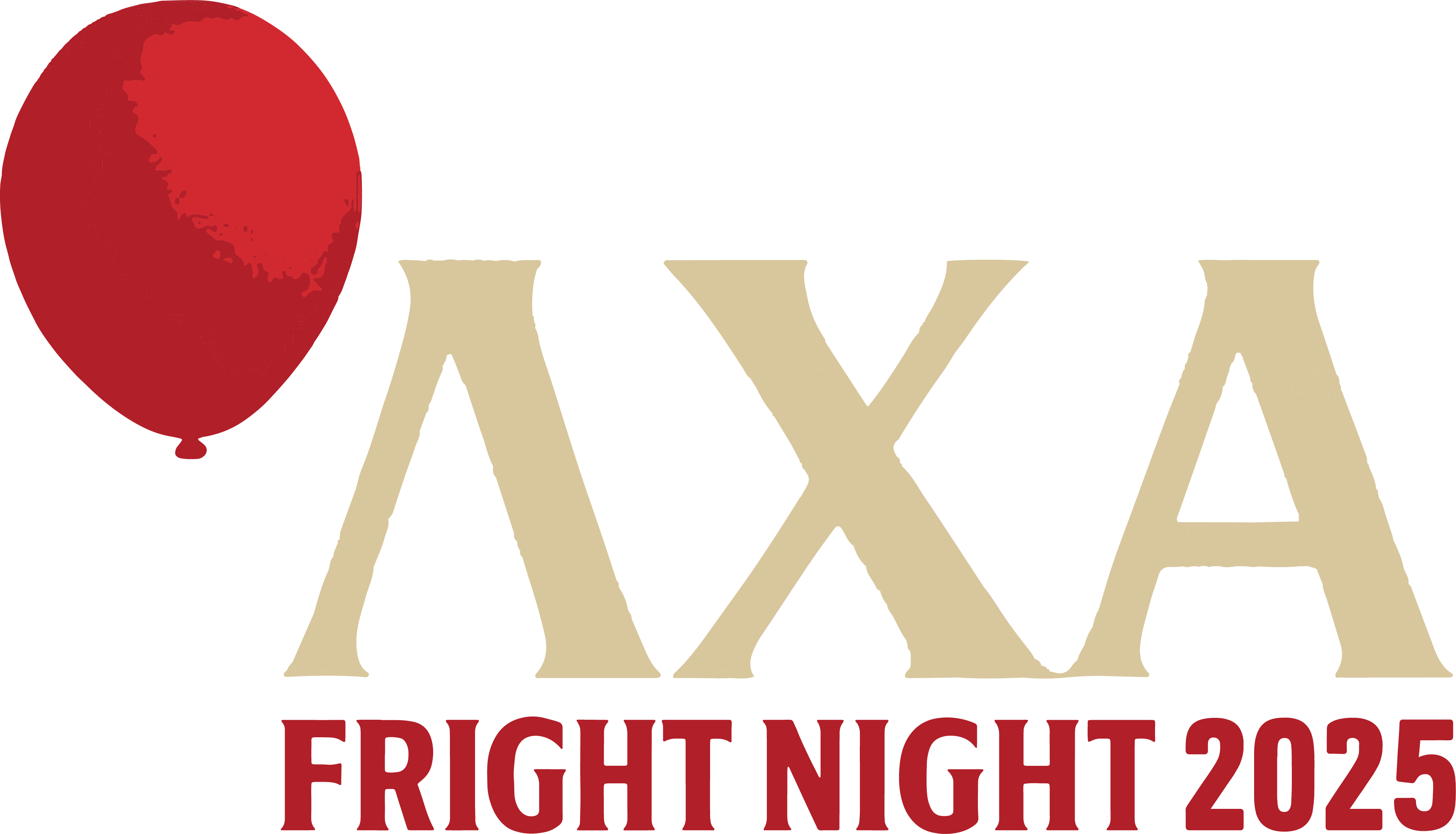 Lambda Chi Alpha Fright Night balloon wordmark artwork