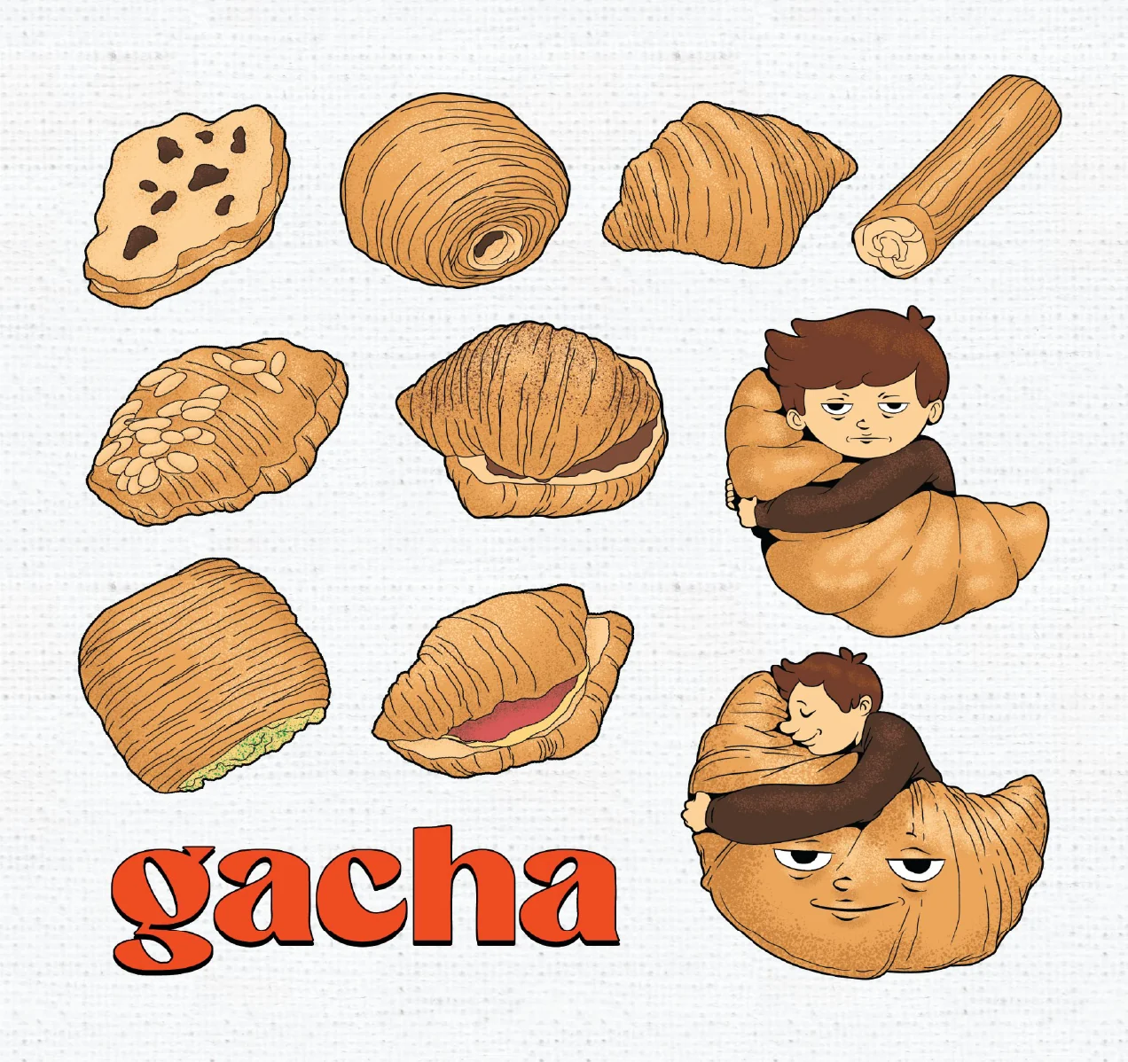 Gacha Bakehouse pastry illustration sheet