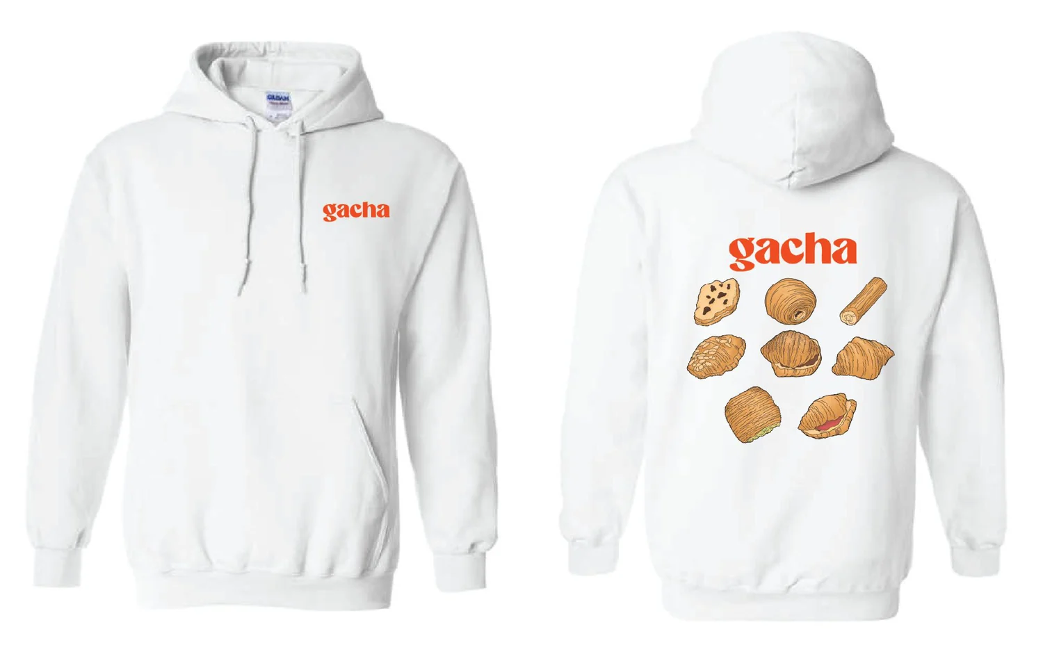 White Gacha Bakehouse hoodie mockup