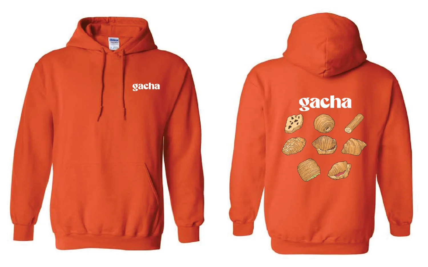 Orange Gacha Bakehouse hoodie mockup