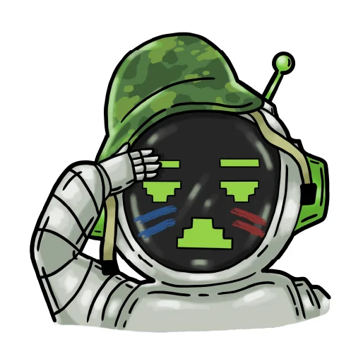 Robot character Twitch emote with skeptical expression
